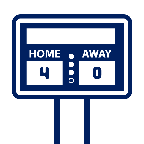 A scoreboard showing that Home is up by 4 points and the away team has no points.