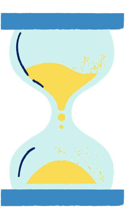 Image of an hourglass with the sand running out.