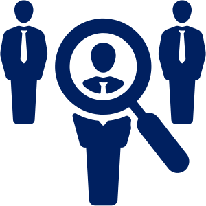 A magnifying glass over one of many men in ties. Finding the right candidate is made easier by offering a GRSP.